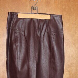 Express Brown Faux Leather Pencil Skirt Size 10 High Waist Midi Slit